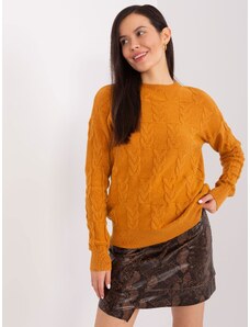 Fashionhunters Hořčičný svetr s viskózovými kabely