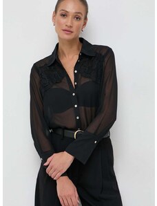 Košile Marciano Guess dámská, černá barva, regular, s klasickým límcem