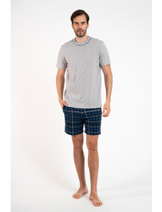 Italian Fashion Pánské pyžamo Ruben, krátký rukáv, krátké kalhoty - melanž/potisk