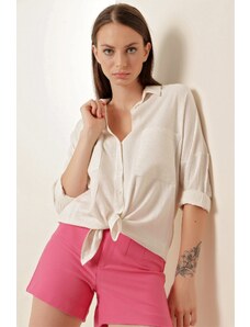 Bigdart 20126 Oversize Linen Shirt - White