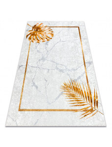Dywany Luszczow Dětský kusový koberec MIRO 51518.806 pratelný Listy, rám protiskluz, šedá / zlatý