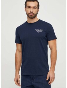 Bavlněné tričko Tommy Jeans tmavomodrá barva, s potiskem, DM0DM18265