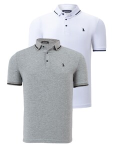 DOUBLE SET T8586 DEWBERRY MEN'S T-SHIRT-WHITE-GREY