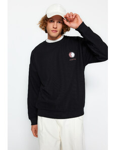 Trendyol Indigo More Sustainable Oversize/Wide Cut Long Sleeve Embroidery Detailed Sweatshirt