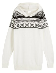 bonprix Chlapecký pletený svetr s kapucí Bílá