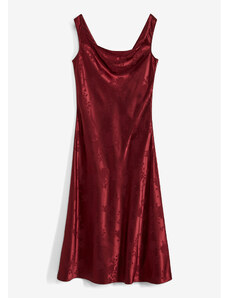 bonprix Saténové midi šaty s výstřihem tzv. vodou Červená