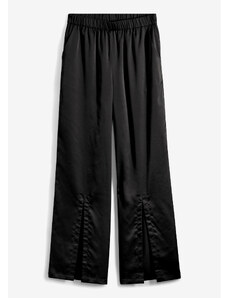 bonprix Saténové kalhoty s rozparky Černá