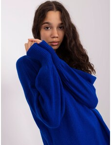 Fashionhunters Kobaltově modrý oversize svetr s manžetami