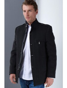 PLT8378 DEWBERRY MEN'S COAT-PLAIN BLACK