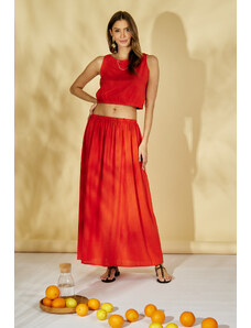 Monnari Sukně Lněná sukně v přírodní barvě Červená