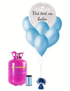 Personalizovaný helium párty set modrý - Průsvitný balón 16 ks