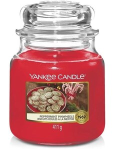 Yankee Candle vonná svíčka Classic ve skle střední Peppermint Pinwheels 411 g
