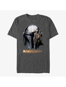 Pánské tričko Merch Star Wars: The Mandalorian - Mando Head Unisex T-Shirt Dark Heather Grey