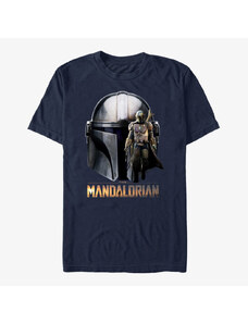 Pánské tričko Merch Star Wars: The Mandalorian - Mando Head Unisex T-Shirt Navy Blue