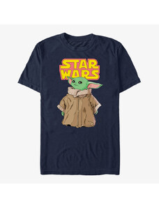 Pánské tričko Merch Star Wars: The Mandalorian - Logo Child Gaze Unisex T-Shirt Navy Blue