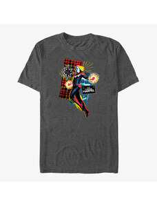 Pánské tričko Merch Captain Marvel: Movie - 90s Grunge Patch Marvel Unisex T-Shirt Dark Heather Grey