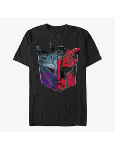 Pánské tričko Merch Hasbro Transformers - AUTOBOT DECEPTICON SPLIT LOGO Unisex T-Shirt Black