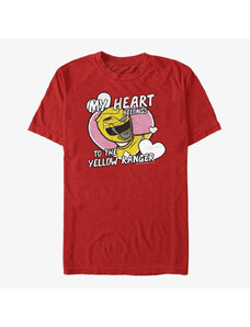 Pánské tričko Merch Hasbro Vault Power Rangers - Heart Belongs to Yellow Ranger Unisex T-Shirt Red