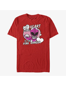 Pánské tričko Merch Hasbro Vault Power Rangers - Heart Belongs to Pink Ranger Unisex T-Shirt Red