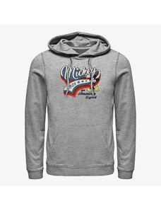 Pánská mikina Merch Disney Classics Mickey Classic - Baseball Americana Unisex Hoodie Heather Grey