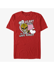 Pánské tričko Merch Hasbro Vault Power Rangers - Heart Belongs to White Ranger Unisex T-Shirt Red
