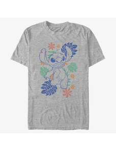 Pánské tričko Merch Disney Classics Lilo & Stitch - RETRO TROPICAL TONAL STITCH Unisex T-Shirt Heather Grey
