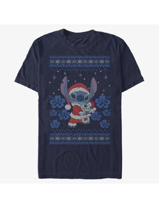 Pánské tričko Merch Disney Lilo & Stitch - Holiday Stitch Unisex T-Shirt Navy Blue