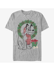 Pánské tričko Merch Disney Mickey Classic - Christmas Fairisle Pluto Unisex T-Shirt Heather Grey