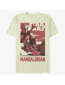 Pánské tričko Merch Star Wars: The Mandalorian - Mad Mando Poster Men's T-Shirt Natural