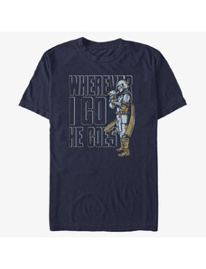 Pánské tričko Merch Star Wars: Mandalorian - It Follows Men's T-Shirt Navy Blue