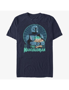 Pánské tričko Merch Star Wars: Mandalorian - Mando and Child Men's T-Shirt Navy Blue