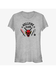 Dámské tričko Merch Netflix Stranger Things - Hellfire Cut Women's T-Shirt Heather Grey