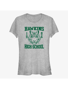 Dámské tričko Merch Netflix Stranger Things - Hawkins High School 1986 Women's T-Shirt Heather Grey