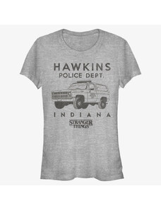 Dámské tričko Merch Netflix Stranger Things - Hawkins Police Auto Women's T-Shirt Heather Grey