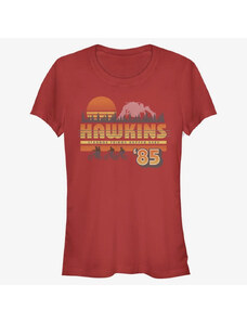 Dámské tričko Merch Netflix Stranger Things - Hawkins Vintage Sunsnet Women's T-Shirt Red