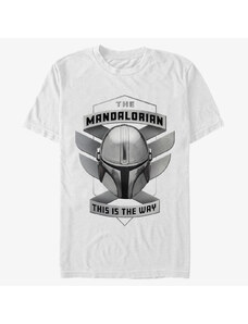 Pánské tričko Merch Star Wars: The Mandalorian - Mando Helmet lite Unisex T-Shirt White