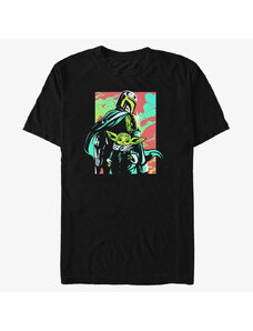 Pánské tričko Merch Star Wars: The Mandalorian - Neon Mando Unisex T-Shirt Black