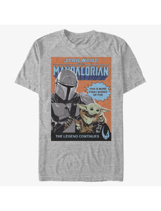 Pánské tričko Merch Star Wars: The Mandalorian - Signed Up For Poster Unisex T-Shirt Heather Grey
