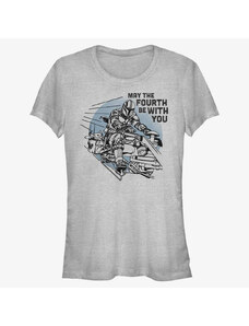 Dámské tričko Merch Star Wars: Mandalorian - We Mobbin Women's T-Shirt Heather Grey