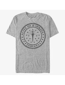 Pánské tričko Merch Netflix Stranger Things - Hawkins City Seal Unisex T-Shirt Heather Grey