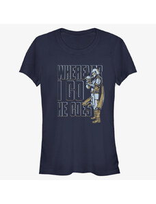 Dámské tričko Merch Star Wars: Mandalorian - It Follows Women's T-Shirt Navy Blue