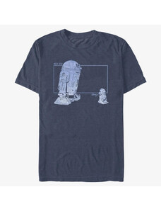 Pánské tričko Merch Star Wars: The Mandalorian - GROGU R2 VINTAGE Unisex T-Shirt Vintage Heather Navy