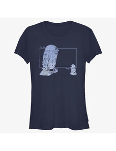 Dámské tričko Merch Star Wars: The Mandalorian - GROGU R2 VINTAGE Women's T-Shirt Navy Blue