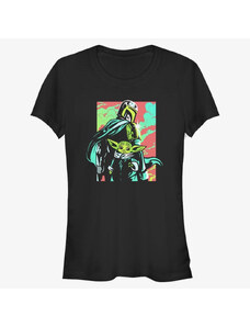 Dámské tričko Merch Star Wars: The Mandalorian - Neon Mando Women's T-Shirt Black