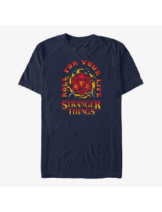 Pánské tričko Merch Netflix Stranger Things - Fire and Dice Unisex T-Shirt Navy Blue