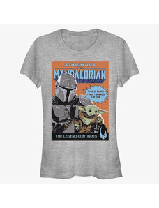 Dámské tričko Merch Star Wars: The Mandalorian - Signed Up For Poster Women's T-Shirt Heather Grey