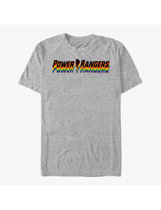 Pánské tričko Merch Hasbro Vault Power Rangers - Power Ranger Rainbow Stacked Unisex T-Shirt Heather Grey