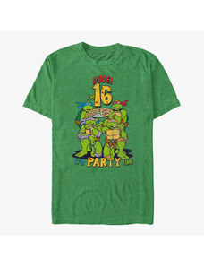 Pánské tričko Merch Nickelodeon Teenage Mutant Ninja Turtles - Ninja Birthday 16 Unisex T-Shirt Retro Heather Green