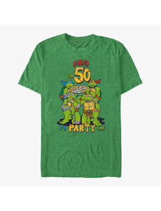 Pánské tričko Merch Nickelodeon Teenage Mutant Ninja Turtles - Ninja Birthday 50 Unisex T-Shirt Retro Heather Green