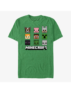 Pánské tričko Merch Minecraft - Chibi Faces Unisex T-Shirt Retro Heather Green